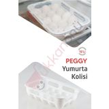Dükkanönü Peggy Yumurta Kutusu Yumurta Saklama Kabı Yumurta Organizer 15'li Buzdolabı Düzenleyici