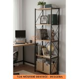 Dulgera Fifty 5 Raflı Metal Dar Tekli Kitaplık | Dosya Ofis Salon Rafı 150 cm - Çam
