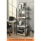 Dulgera Fourty 4 Raflı Metal Dar Tekli Kitaplık | Dekoratif Ofis Salon Rafı 124 cm - Beyaz