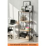 Dulgera Fourty 4 Raflı Metal Dar Tekli Kitaplık | Dekoratif Ofis Salon Rafı 124 cm - Çam