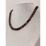 Dumanlı Kuvars Taşı Faset Kesim Kolye 8mm (Sabit Klipsli)