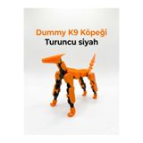 Dummy K9 Robot Köpek Figürü - 3D Yazıcı Eklemli Hareketli Oyuncak - Turuncu Siyah