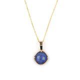 Dumortierite Doğal Taş Gold Renkli Kolye KLY-1221