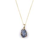 Dumortierite Doğal Taş Gold Renkli Kolye KLY-893
