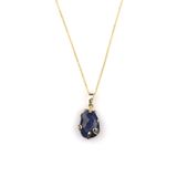 Dumortierite Doğal Taş Gold Renkli Kolye KLY-895