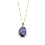 Dumortierite Doğal Taş Gold Renkli Kolye KLY-976