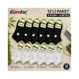 Dündar 12'li Dikişsiz Bambu Erkek Patik Çorap - 41 - 45 - Beyaz - Siyah