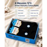 Dündar 4 Mevsim 12’li Erkek Pamuklu Soket Patik Çorap Günlük Spor Ofis - 40 - 44 - Siyah