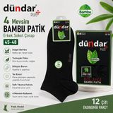 Dündar Erkek Bambu Soket Patik Çorap 12’li Paket 45-48 4 Mevsim - 45 - 50 - Siyah