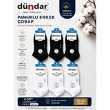 Dündar Erkek Pamuklu Çorap 6 Çift | Siyah & Beyaz Karışık Ekonomik Paket - 40 - 44 - Beyaz - Siyah