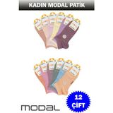 Dündar Kadın Modal Patik Çorap 12'li - 36 - 40 - Karışık