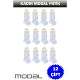 Dündar Kadın Modal Patik Çorap 12'li - Beyaz - 36 - 40