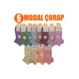 Dündar Kadın Modal Patik Çorap, 4 Mevsim Dikişsiz Soft, 6 Adet, Karışık Renk, 36-40 Beden