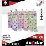 Dündar Kız Çocuk Pamuk Desenli Çorap - 6 Adet - 5 - Çok Renkli