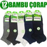 Dündar Plus 4 Mevsim Dikişsiz Soft Yıkama Kokulu 12 Adet Karışık Renk Erkek Bambu Patik Çorap - 40 - 44 - Çok Renkli