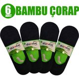 Dündar Plus 4 Mevsim Kaydırmaz Silikon Bantlı 6 Adet Siyah Erkek Bambu Babet Çorap-Siyah-40-45 - Standart - Çok Renkli