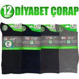 Dündar Plus Bambu Dikişsiz Koku Önleyici 12 Adet Karışık Renk Erkek Diabet (Şeker) Çorap-Çok Renkli-40-45 - Standart
