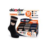 Dündar Thermal Plus Çocuk Termal Çorap 12 Çift Siyah Gri Lacivert – 5, 7, 9 ve 11 Yaş Seçenekli