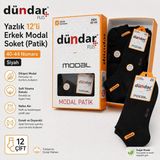 Dündar Yazlık 12’li Erkek Modal Soket Patik 40-44 Ince Nefes Alan Günlük Çorap - 40 - 44 - Siyah