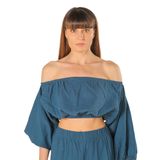 DUNİA%100 Pamuk Crop (İndigo Mavi, Tek Beden)