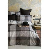Dunloe Black 210 Tc (83 Tel) Dijital Pamuk Saten Nevresim Takımı Aile Seti - Siyah - Beyaz - 160 x 220 cm