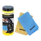 Dunlop DUN102 Araç Temizlik Seti 2 Adet Mikrofiber Bez 35X35 cm (250 G/m²) + 40 Adet Temizleme Mendili - Açık Mavi - Sarı