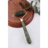 Dünya Doğal Taş Yeşim Taşı Tek Başlı Tırtıklı Roller Masaj Aleti Jade Roller (Kutulu) - MS0064