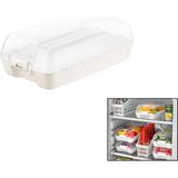 Dünya DP-07412-101 Şeffaf Plastik Buzdolabı Organizeri Kapaklı 320X183X103MM Kar Beyaz - 12'li Paket