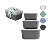Dünya DP-30947-999 Sızdırmaz Saklama Kabı ve Kutusu Set 3 Adet 600-1100-1800ML Renkli Dikdörtgen - 12'li Paket