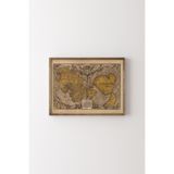 Dünya Haritası - Ahşap Desenli Çerçeve, Ceviz, 50 x 70, 3646362352224