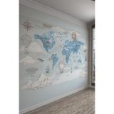 Dünya Haritası Çocuk Odası Tekstil Duvar Kağıdı, 150 x 100