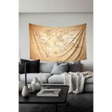 Dünya Haritası Desenli Duvar Örtüsü Duvar Halısı Tapestry Süetimsi Dokulu%100 Polyester Kumaş