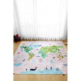 Dünya Haritası Oyun Matı 120X160 Cm Bebek Çocuk Halısı Pembe Yenidoğan Yumuşak Aktivite Etkinlik Örtüsü