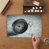 Dünya Haritası - Pusula Tasarımı 240 Parça Ahşap Puzzle Ahşap Kutuda MP03120