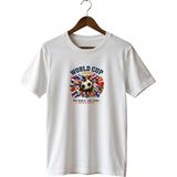 Dünya Kupası 2026 Bayraklı Baskılı Tişört Unisex Futbol Hatıra Tshirt - Beyaz - M