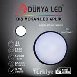 Dünya Led HS2410/1-S 24W Siyah Kasa LED Glob Armatür 6500K Beyaz Işık
