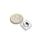 Dünya Magnet 1 Adet, Köşeli, Neodyum Mıknatıs, 15X15X5 Mm, D: 8/4 Mm, Havşa Delikli, Güçlü Magnet, N35 Kalite