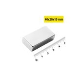 Dünya Magnet 1 Adet - Köşeli Neodyum Mıknatıs, 40X20X10 Mm, Süper Güçlü Magnet, N35 Kalite