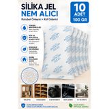 Dünya Magnet 10 Adet 100 Gr Silikajel Nem Alıcı Rutubet Önleyici Küf Giderici Silika Jel Desiccant
