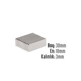 Dünya Magnet 10 Adet 30 Mm X 10 Mm X 3 Mm Köşeli Süper Güçlü Neodyum Mıknatıs