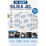 Dünya Magnet 10 Adet 50 Gr Silikajel Nem Alıcı Silika Jel Rutubet Önleyici Küf Giderici Paket