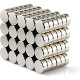 Dünya Magnet 10 Adet 6mm x 2mm Yuvarlak Güçlü Neodyum Mıknatıs Magnet - 1 Adet - Gümüş