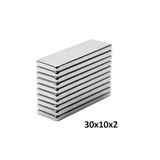 Dünya Magnet 10 Adet, Süper Güçlü Neodyum Mıknatıs, Dikdörtgen Magnet, 30X10X2 Mm