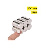 Dünya Magnet 15 Adet - Yuvarlak Neodyum Mıknatıs, Çap: 10X2 Mm, Güçlü Magnet, N35 Kalite