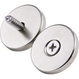 Dünya Magnet 2 Adet D20 mm x 7/4 mm x 3 mm Havşa Delikli Güçlü Vida Atılabilir Neodyum Mıknatıs (2'li Paket) - Gümüş
