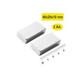 Dünya Magnet 2 Adet - Köşeli Neodyum Mıknatıs, 40X20X10 Mm, Süper Güçlü Magnet, N35 Kalite