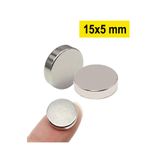 Dünya Magnet 2 Adet - Yuvarlak Neodyum Mıknatıs, 15X5 Mm, Süper Güçlü Magnet, N35 Kalite