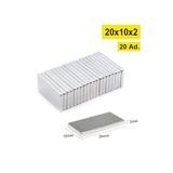 Dünya Magnet 20 Adet - Köşeli Neodyum Mıknatıs, 20X10X2 Mm, Süper Güçlü Magnet, N35 Kalite