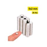 Dünya Magnet 20 Adet - Yuvarlak Neodyum Mıknatıs, 5X2 Mm, Güçlü Magnet, N35 Kalite