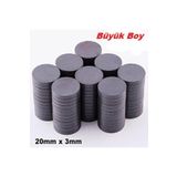 Dünya Magnet 200 Adet 20X3 Büyük Yuvarlak Ferrit Mıknatıs -Kokulu Taş-Nişan Süsleme Mıknatısı(200'Lü Paket)